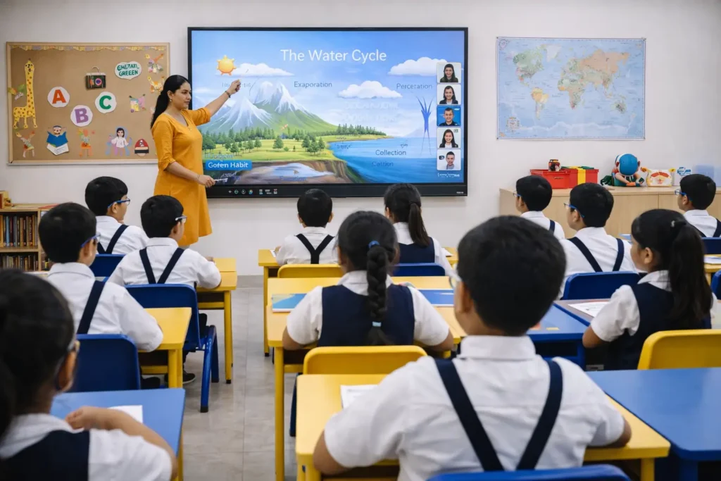 Students in a smart classroom at Capital International School, CBSE school in North Bangalore