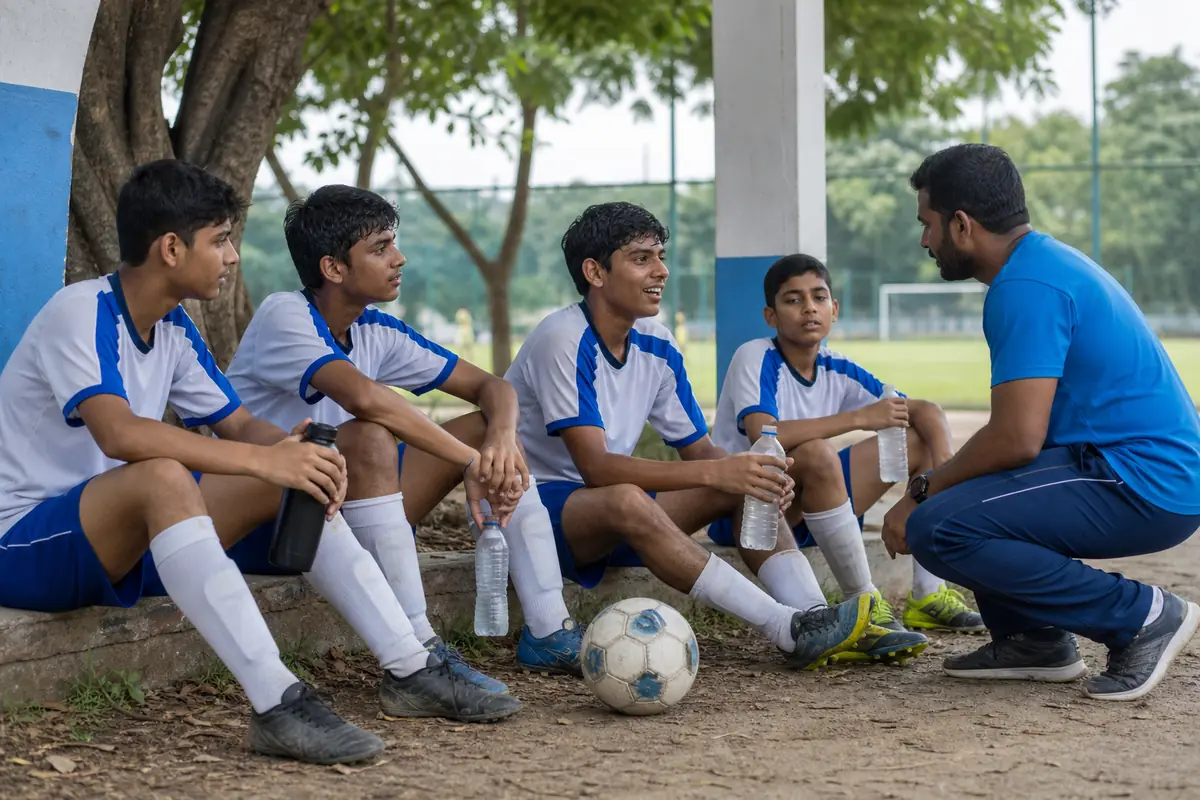 Indian student athlete recovering after school sports practice