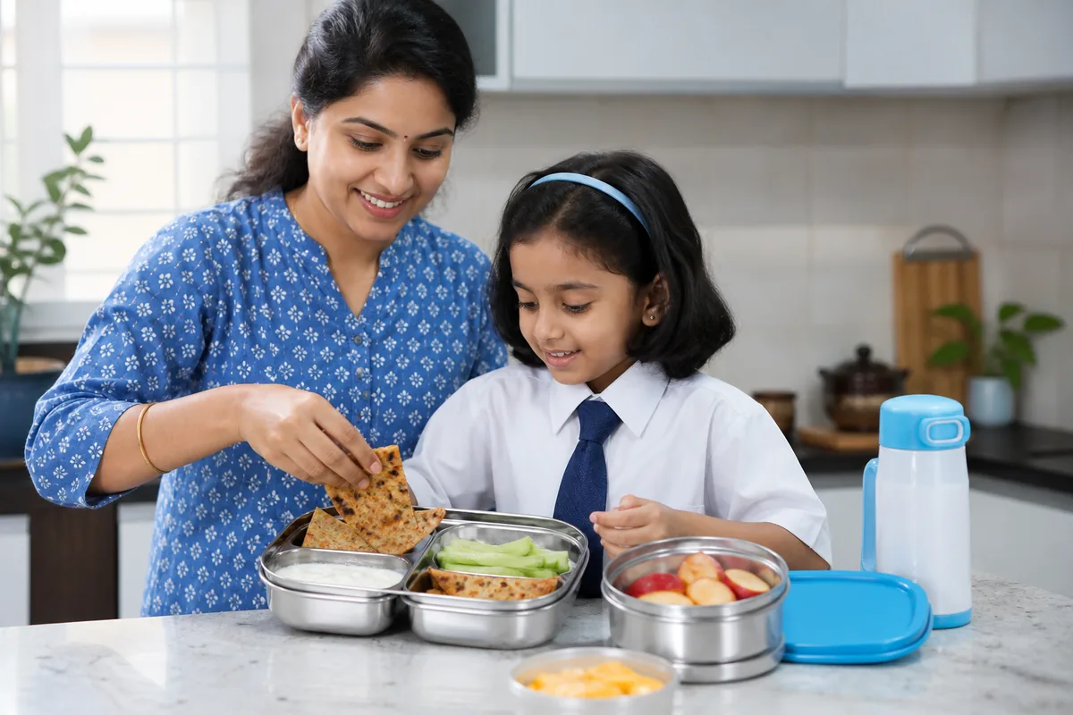 Healthy lunch box ideas for school with balanced Indian foods
