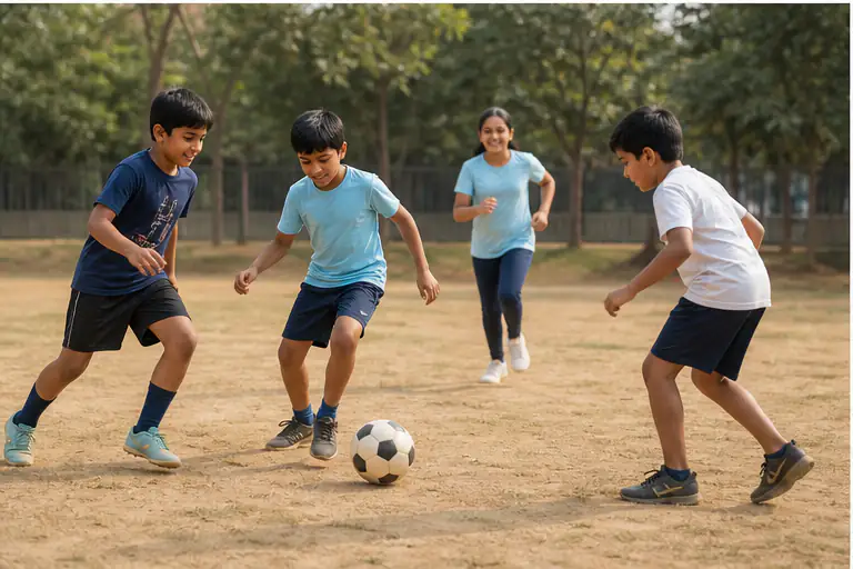 School children replace passive screen time with outdoor football